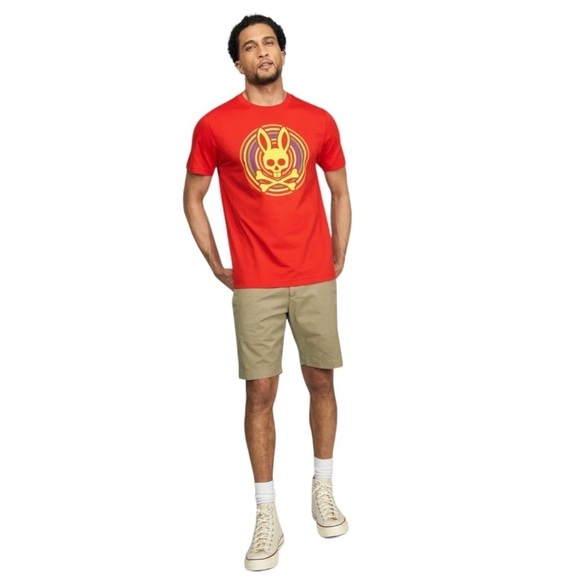 Psycho Bunny Signature Short Sleeve T Shirt Puma Cotton in Red - Picture 5 of 6